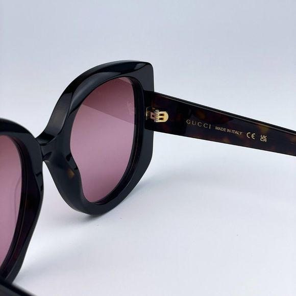 Gucci GG1257S 003 Sunglasses Havana Gradient Red Butterfly Oversized Women main image 4